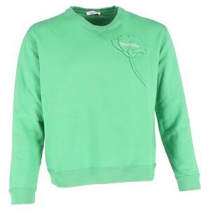 Valentino Garavani Flower Patch Crewneck Sweatshirt in Green Cotton